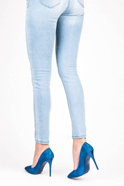 Glanzende blauwe hoge hak schoenen LEI-105BL
