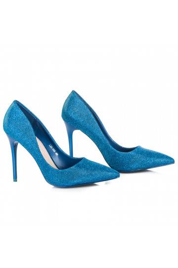 Glanzende blauwe hoge hak schoenen LEI-105BL