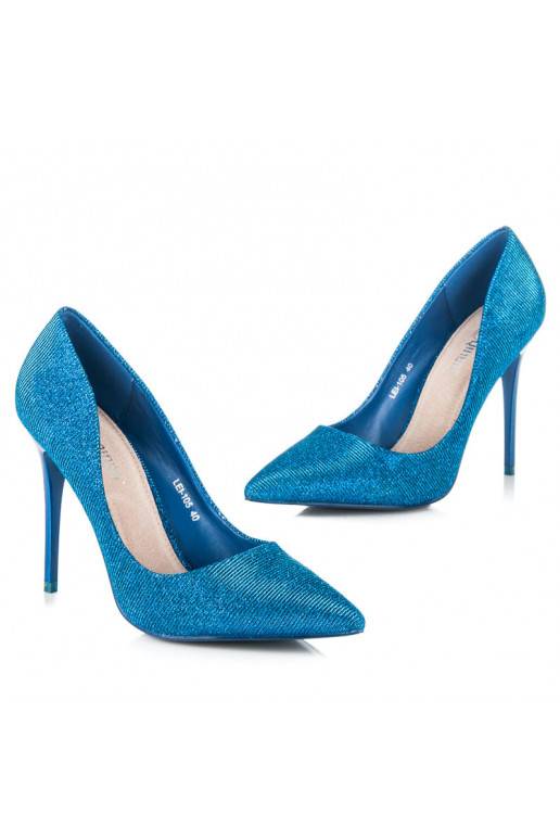 Glanzende blauwe hoge hak schoenen LEI-105BL