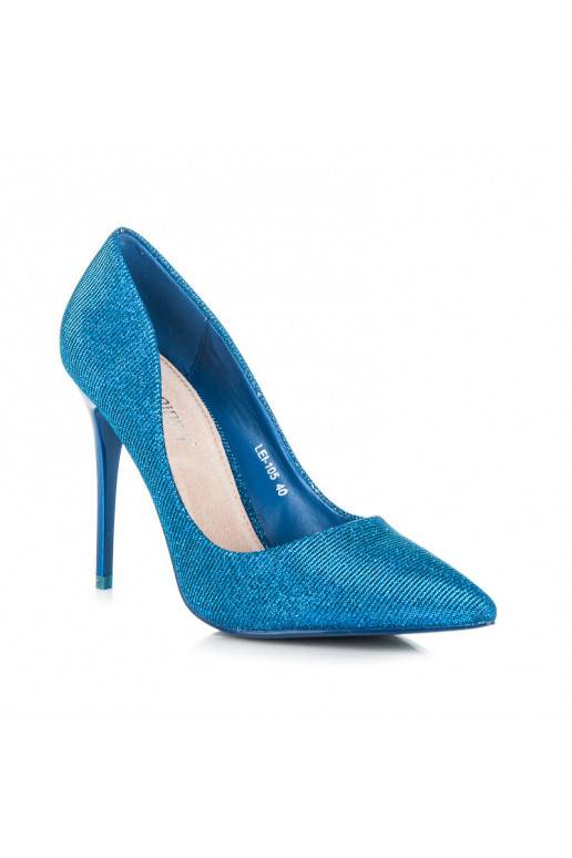 Glänzende blaue High-Heelschuhe LEI-105BL
