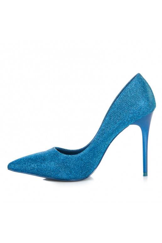 Glanzende blauwe hoge hak schoenen LEI-105BL