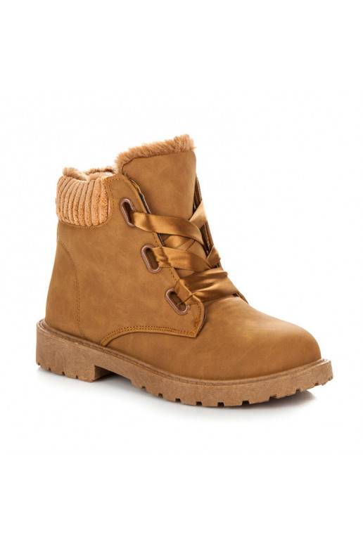 Bottes marron avec bottes en satin
