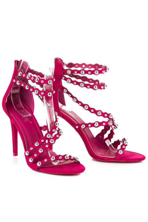 Open roze sandalen met hoge hak en zilveren details LE042F  - 1