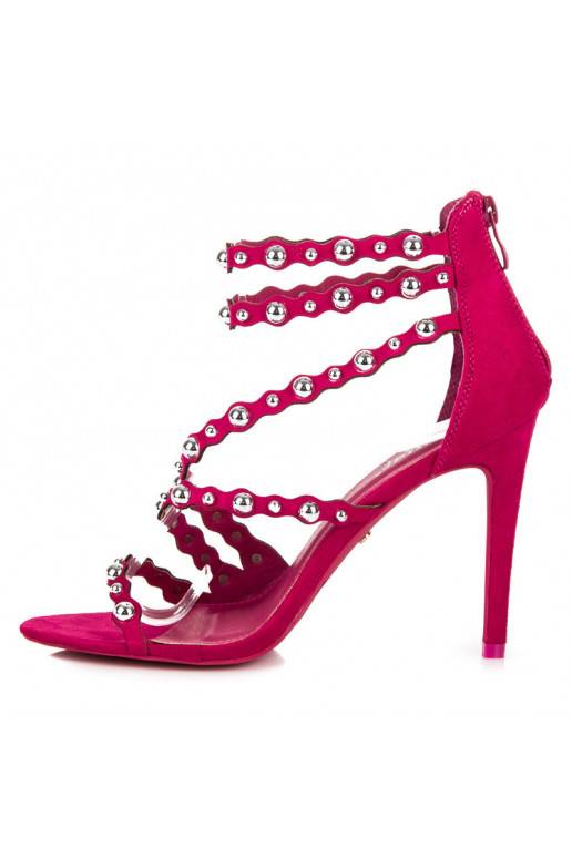 Rosa Sandalen mit offener Zehenpartie und silbernen Details LE042F  - 6