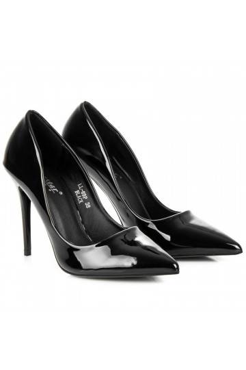 Schwarze Lackschuhe mit hohen Absätzen  - 1 2