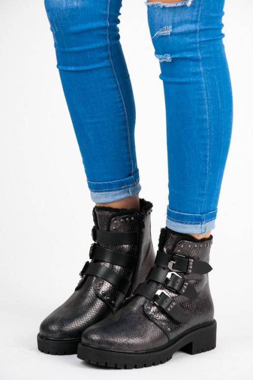 Stylische beheizte Betler-Schnallenstiefel JT39-2BR  - 1