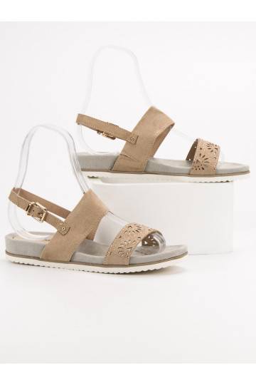 Beige durchbrochene Sandalen 9SD35-0991BE  - 1 2