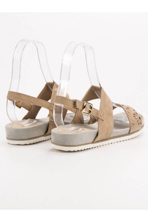 Beige opengewerkte sandalen 9SD35-0991BE  - 3 Beige opengewerkte sandalen 9SD35-0991BE  - 3