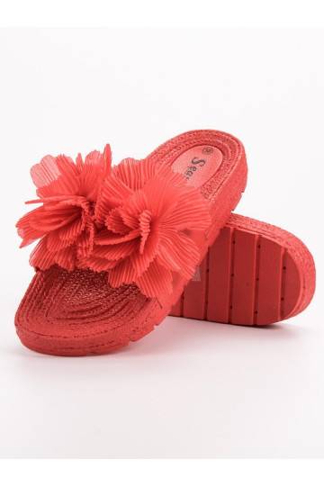 Rode pantoffels met bloemen BAT_CK88R  - 1 2