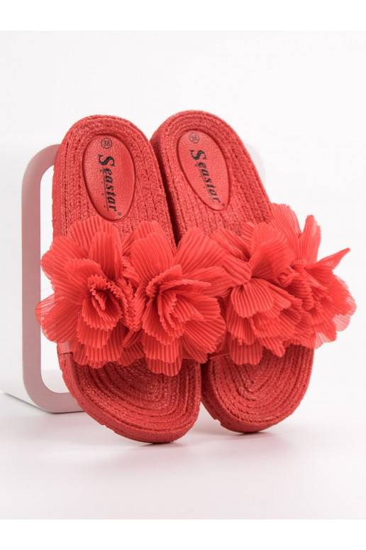 Rode pantoffels met bloemen BAT_CK88R  - 3