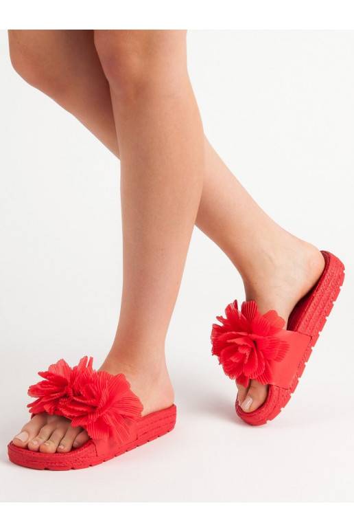 Rode pantoffels met bloemen BAT_CK88R  - 4