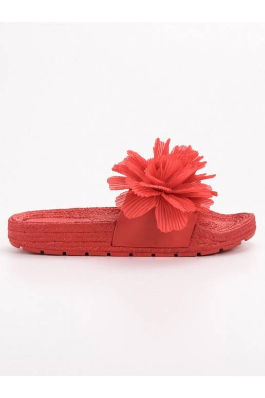 Chaussons rouges à fleurs BAT_CK88R