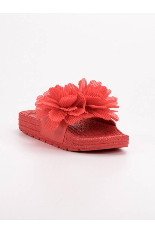 Rode pantoffels met bloemen BAT_CK88R  - 6