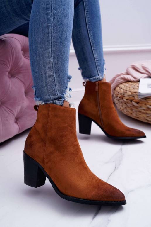 Stiefel mit Absatz aus braunem Wildleder Niki BAT_RV9524 CAMEL Moow - 1