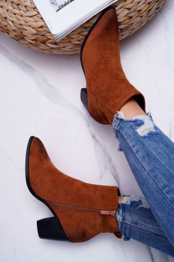 Bottines à talons en daim marron Niki BAT_RV9524 CAMEL 2