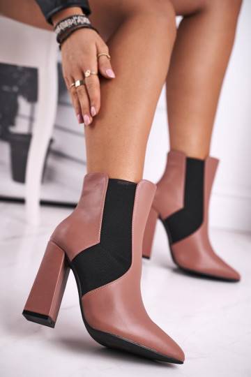 Damenstiefel mit Absatz in rosa Farbe  - 1 2