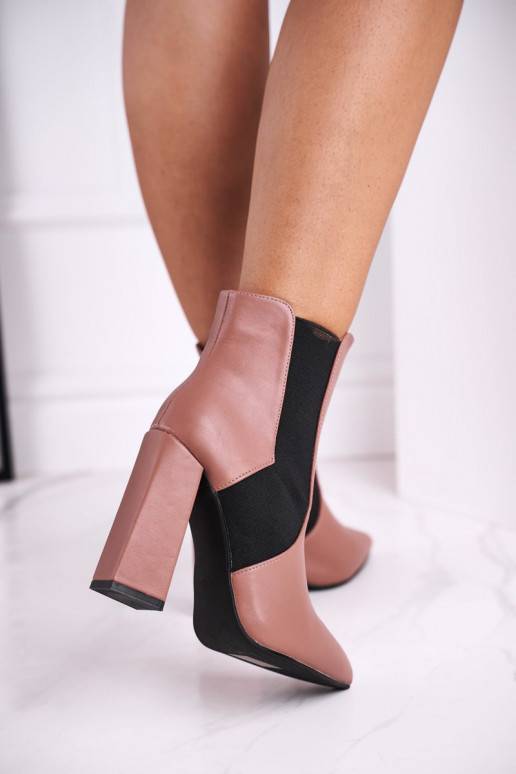 Bottes à talons pour femmes de couleur rose