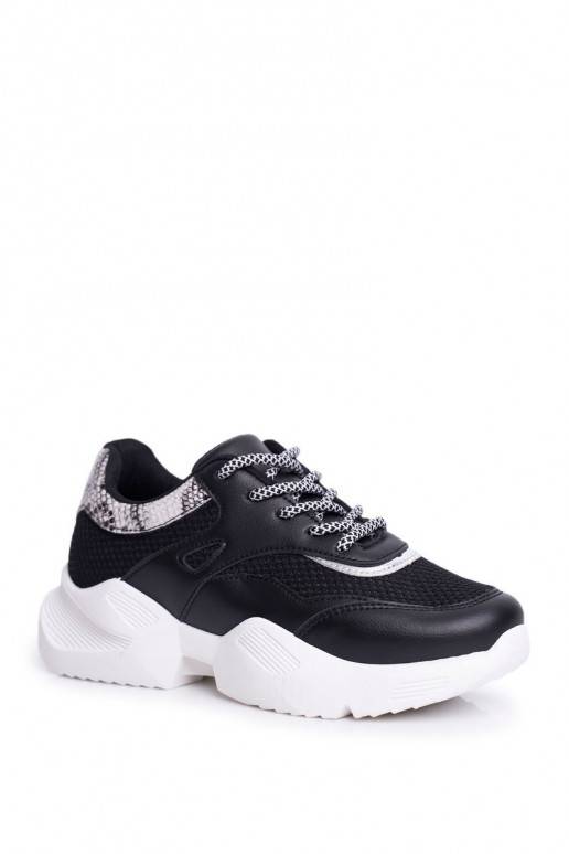 Chaussures de sport à imitation peau de serpent Giselle en noir