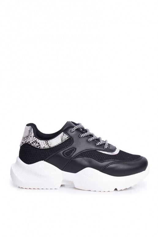 Chaussures de sport à imitation peau de serpent Giselle en noir