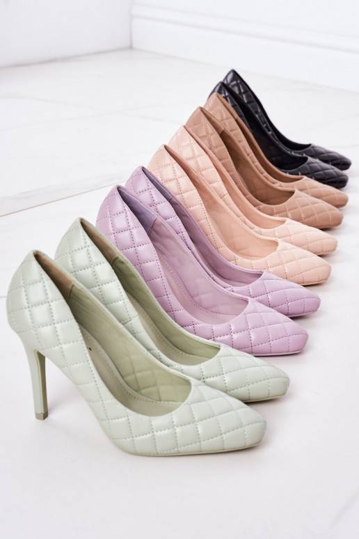Chaussures à talons hauts matelassées de style élégant de couleur beige de Rosanna