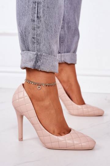 Chaussures à talons hauts matelassées de style élégant de couleur beige de Rosanna 2