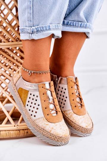 Chaussures en cuir écologique jaune 2