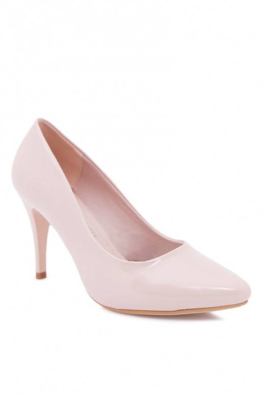 Chaussures à talons pour femmes effet vernis beige