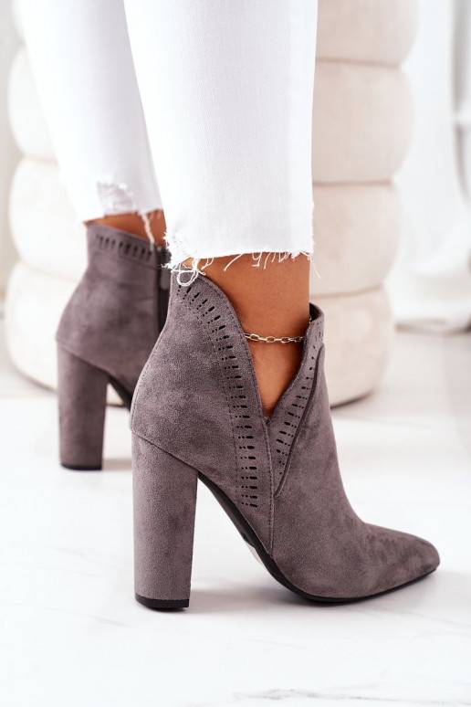 Bottes chauffantes à talons couleur gris Sally