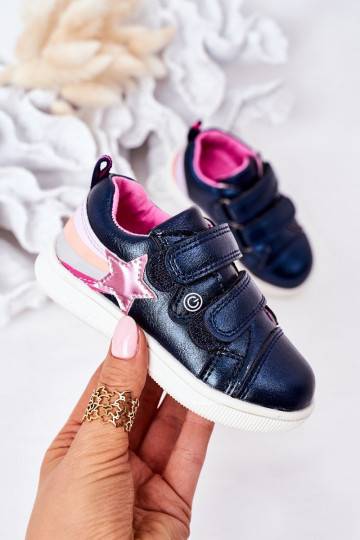 Chaussures de style sport pour enfants avec un arc-en-ciel de couleur bleu foncé 2