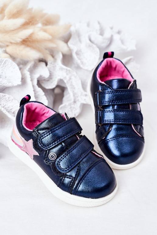 Chaussures de style sport pour enfants avec un arc-en-ciel de couleur bleu foncé