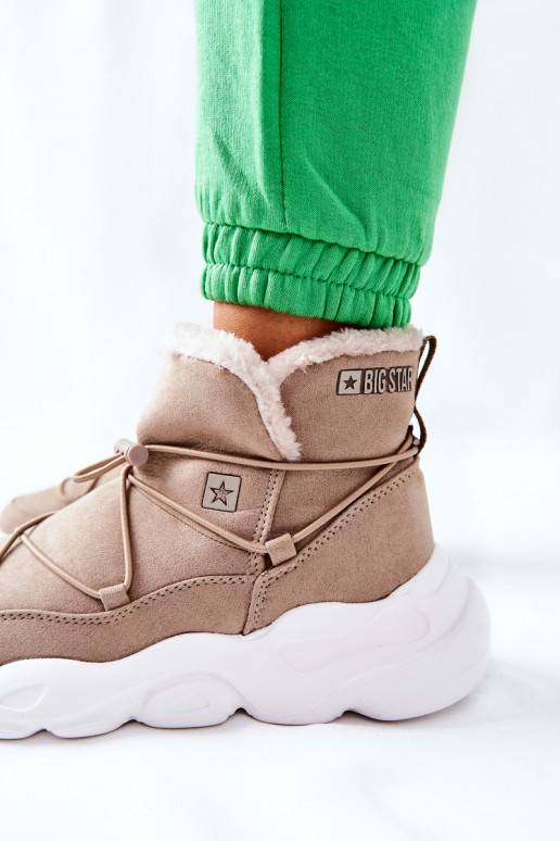 Bottes de neige chauffantes de couleur beige