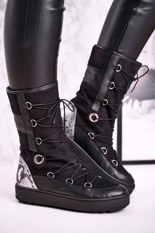 bottes de neige en daim avec fourrure Laura Messi couleur noire 2054