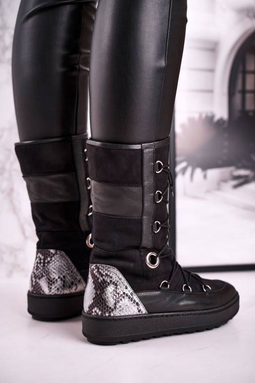 bottes de neige en daim avec fourrure Laura Messi couleur noire 2054