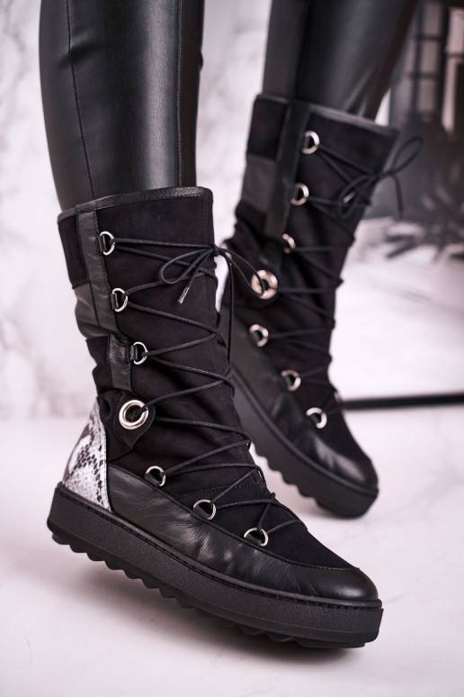 bottes de neige en daim avec fourrure Laura Messi couleur noire 2054