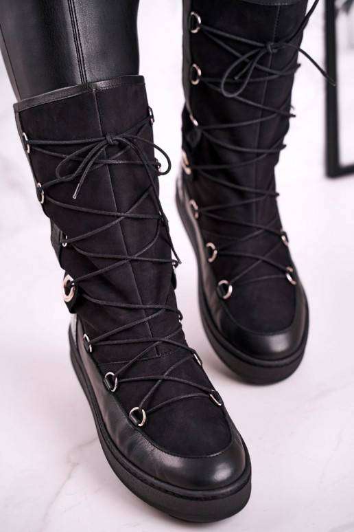 bottes de neige en daim avec fourrure Laura Messi couleur noire 2054