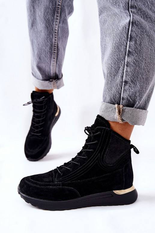 Chaussures modèle baskets de style sportif de couleur noire Chocci