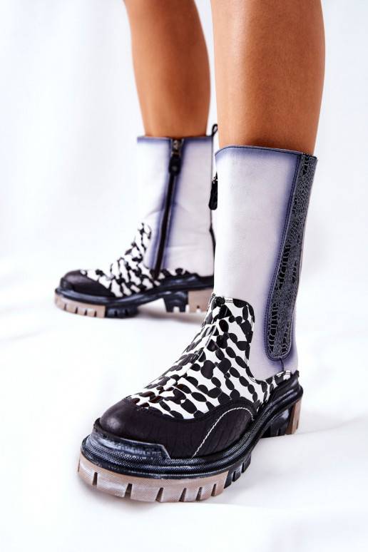 Stijlvolle laarzen Zwart en wit Stijlvolle laarzen Zwart en wit
