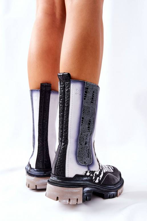 Stijlvolle laarzen Zwart en wit Stijlvolle laarzen Zwart en wit