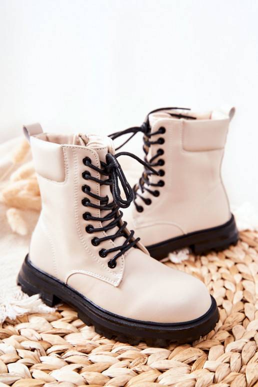 Klassisches Modell Kinderstiefel mit Reißverschlüssen beige Clarika