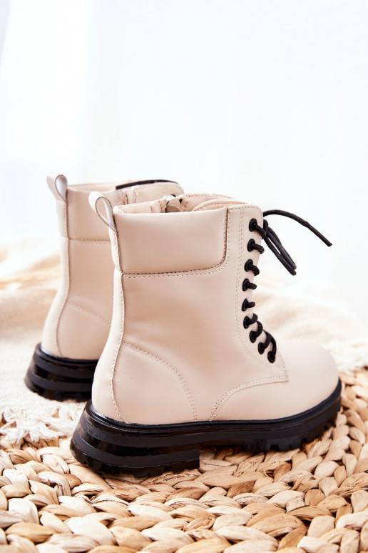 Klassisches Modell Kinderstiefel mit Reißverschlüssen beige Clarika