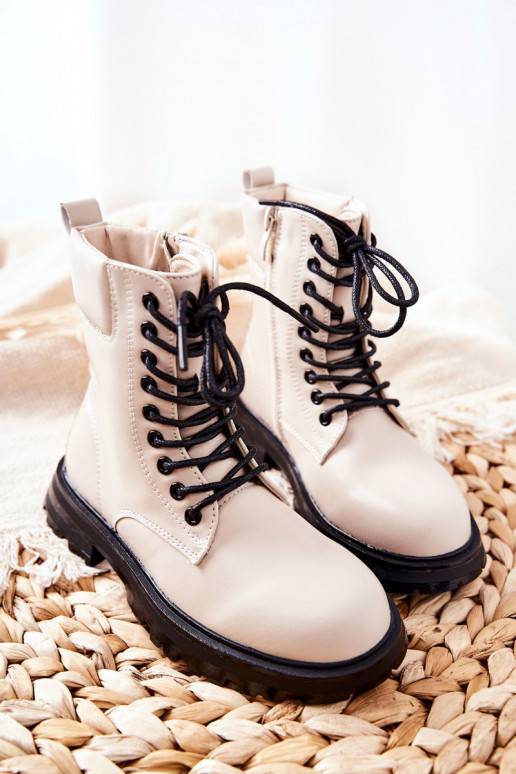 Bottines enfant modèle classique avec fermetures éclair beige Clarika