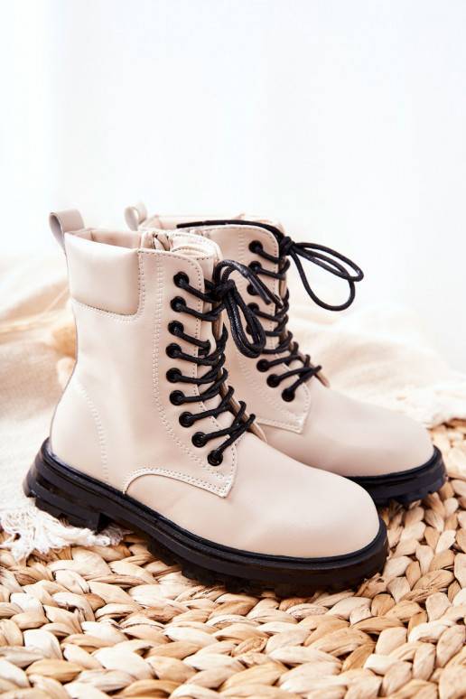 Bottines enfant modèle classique avec fermetures éclair beige Clarika