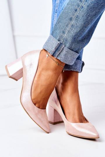 Chaussures en satin rose