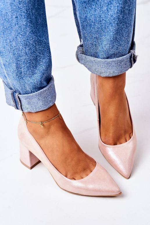 Chaussures en satin rose