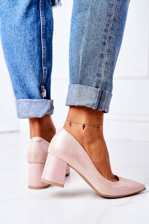 Chaussures en satin rose