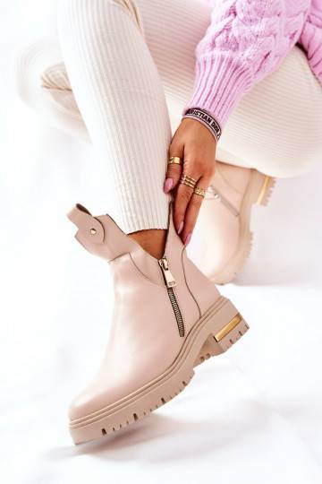 Bottines chauffantes Cut Out beige Crolisia 2