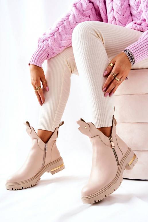Bottines chauffantes Cut Out beige Crolisia