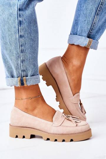 Mocassins en daim couleur cappuccino