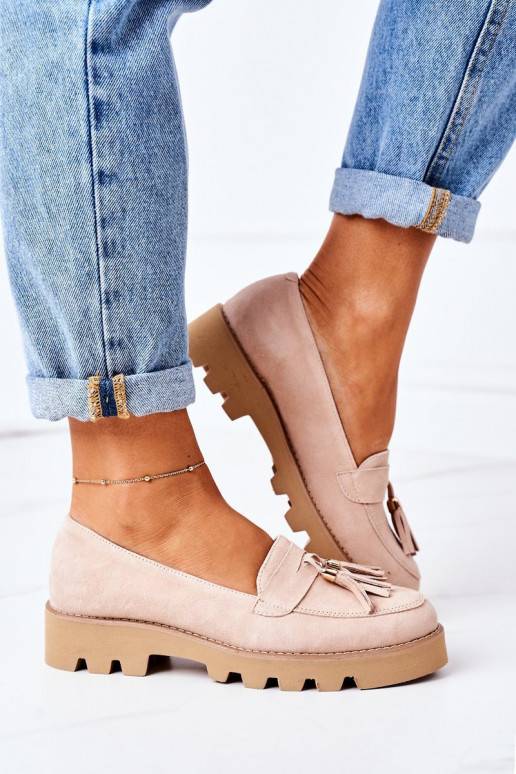 Suède mocassins in cappuccino kleur Suède mocassins in cappuccino kleur