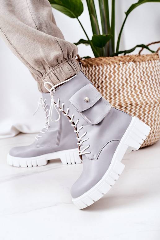 Bottes chauffantes avec poche de couleur grise